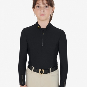 CAMISOLA DE EQUITAÇÃO PARA CRIANÇA POLO TECHNICAL TRAINING BLACK EQUESTRO