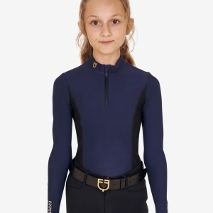 CAMISOLA DE EQUITAÇÃO PARA CRIANÇA POLO TECHNICAL TRAINING NAVY EQUESTRO