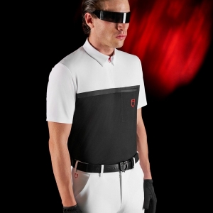 CAMISOLA DE EQUITAÇÃO DE COMPETIÇÃO PARA HOMEM RIDERTECHNOLOGY POLO SHIRT SHORT SLEEVES AND ZIP  EQUESTRO