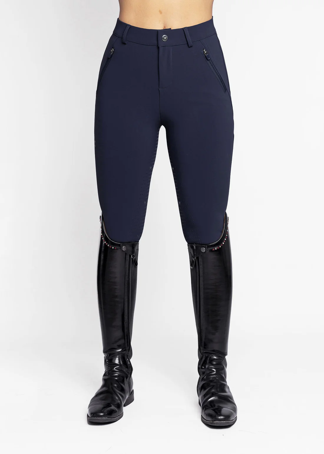 CALÇAS DE EQUITAÇÃO PARA SENHORA GEO BREECHES NAVY FULL GRIP MAXIMILIAN EQUESTRIAN