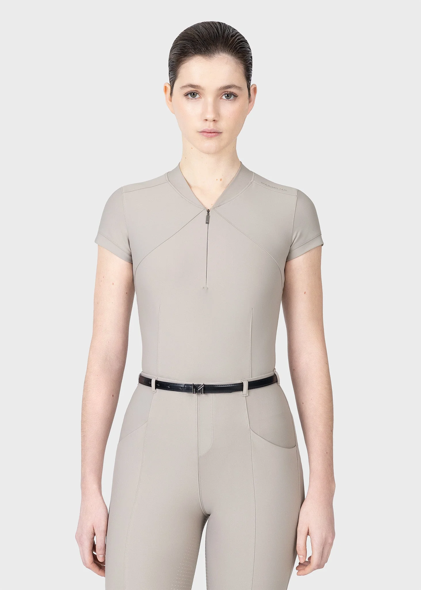 CAMISA VELYA SHORT SLEEVE BASE LAYER SOFT TAUPE MAXIMILIAN EQUESTRTIAN