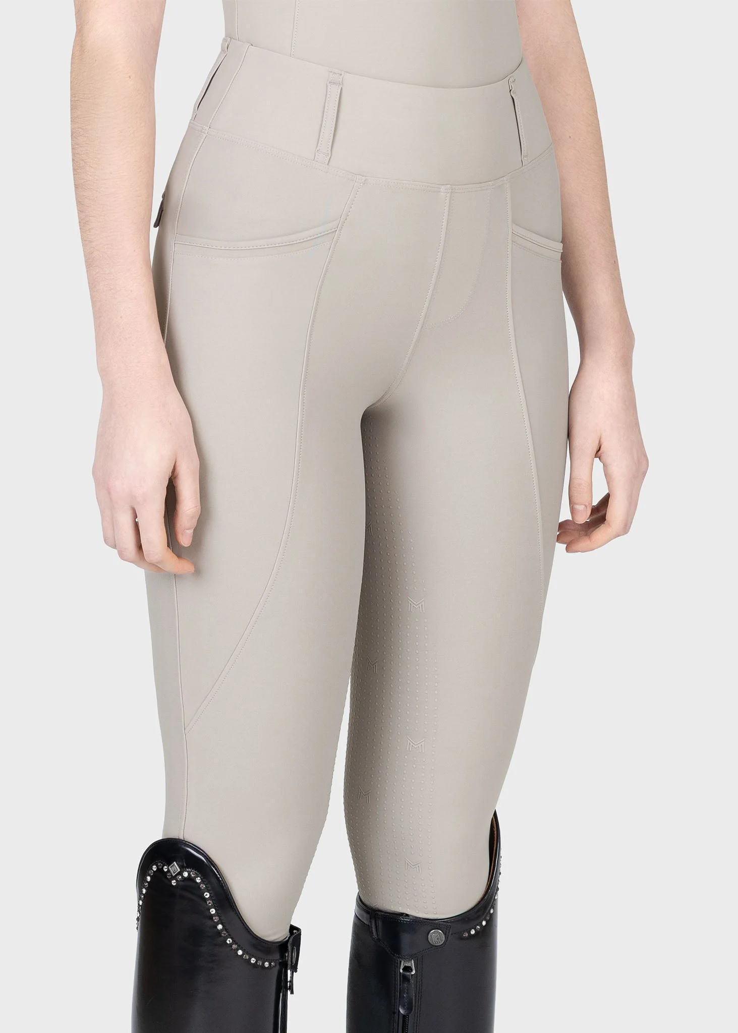 CALÇAS DE EQUITAÇÃO PARA SENHORA PRO RIDING LEGGINGS SOFT TAUPE MAXIMILIAN EQUESTRIAN