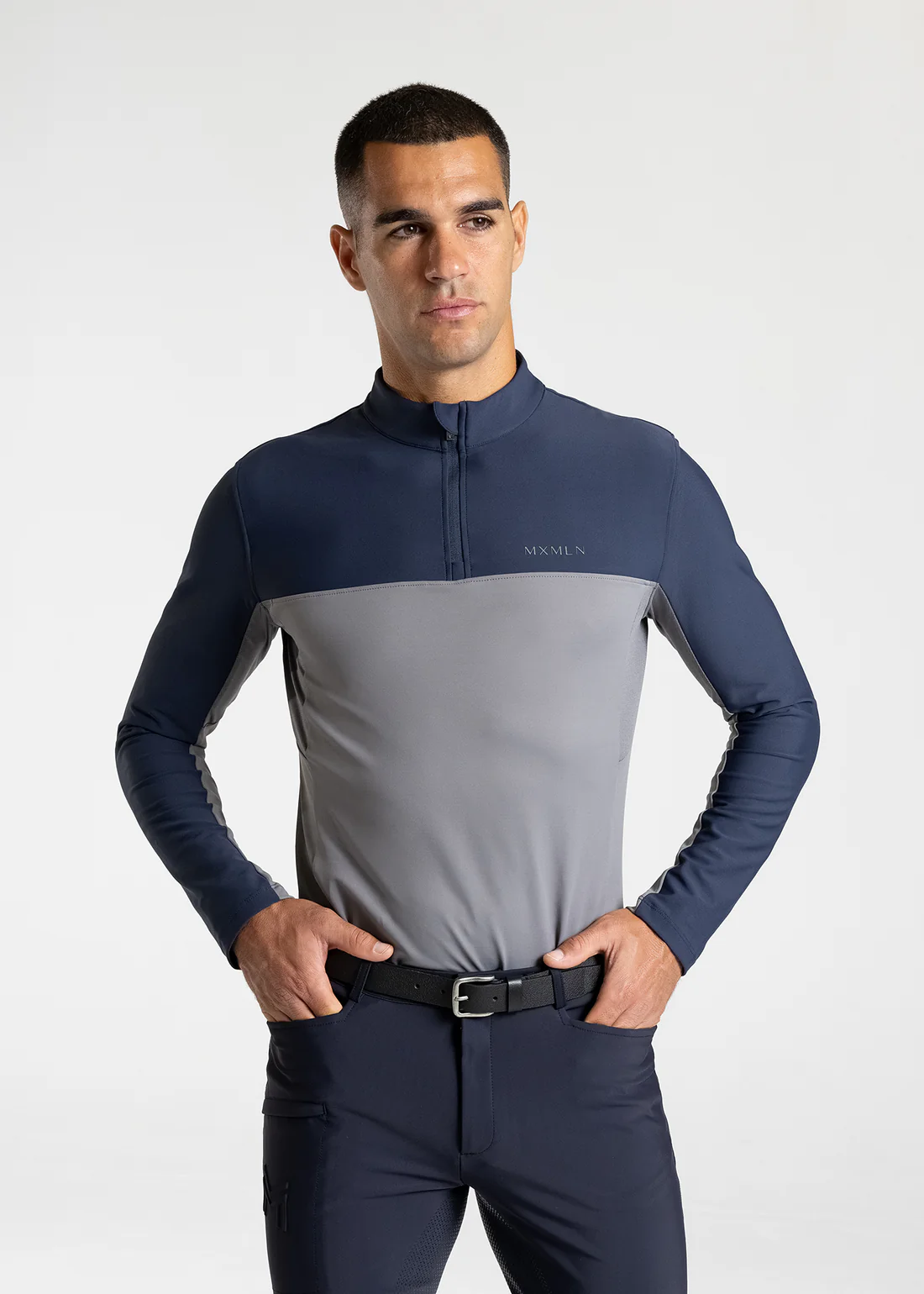 CAMISOLA DE EQUITAÇÃO PARA HOMEM KENT BASE LAYER NAVY/GREY MAXIMILIAN EQUESTRIAN 