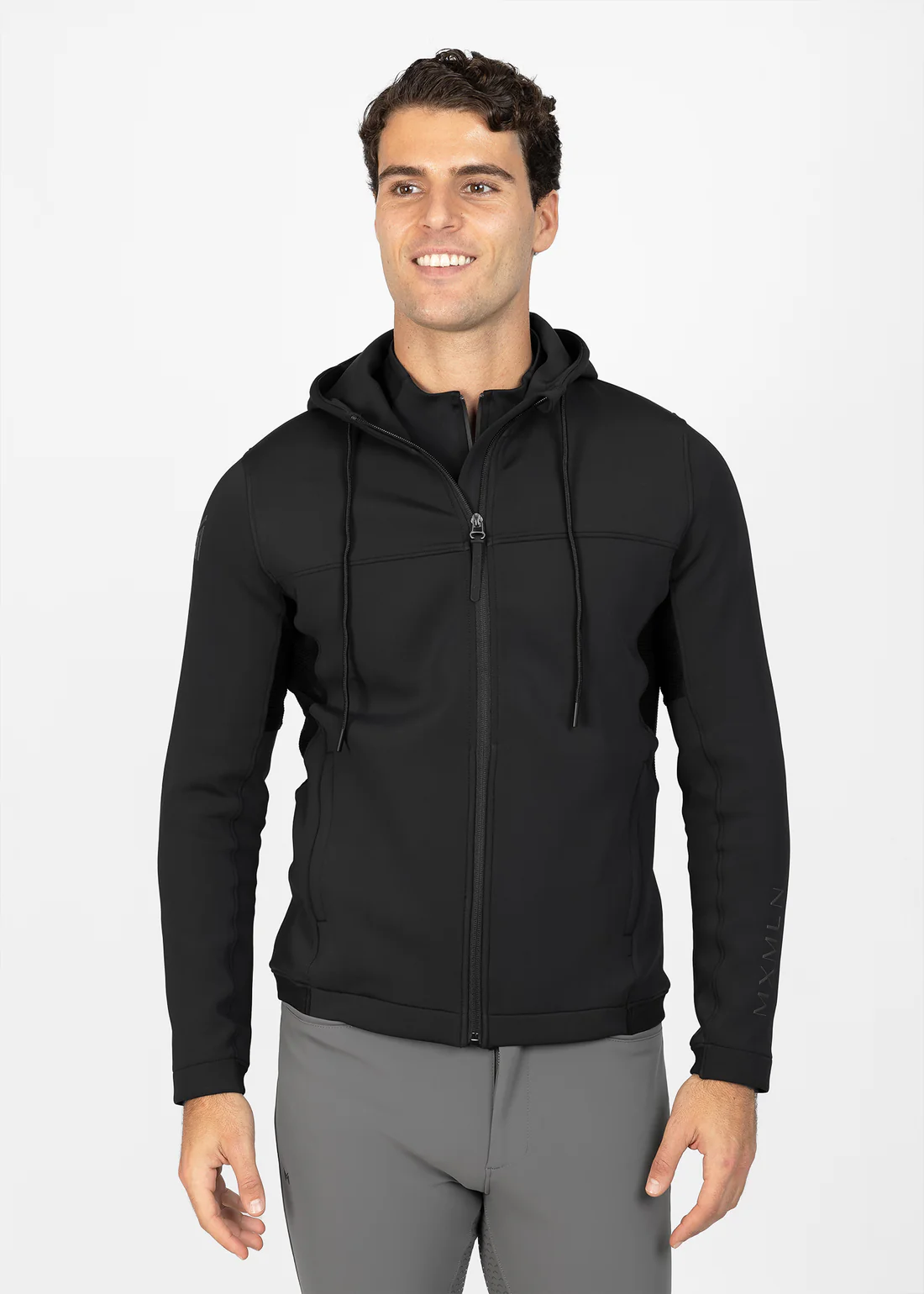 CASACO DE EQUITAÇÃO PARA HOMEM COM CAPUZ CLUB ZIP HOODIE BLACK MAXIMILIAN EQUESTRIAN 