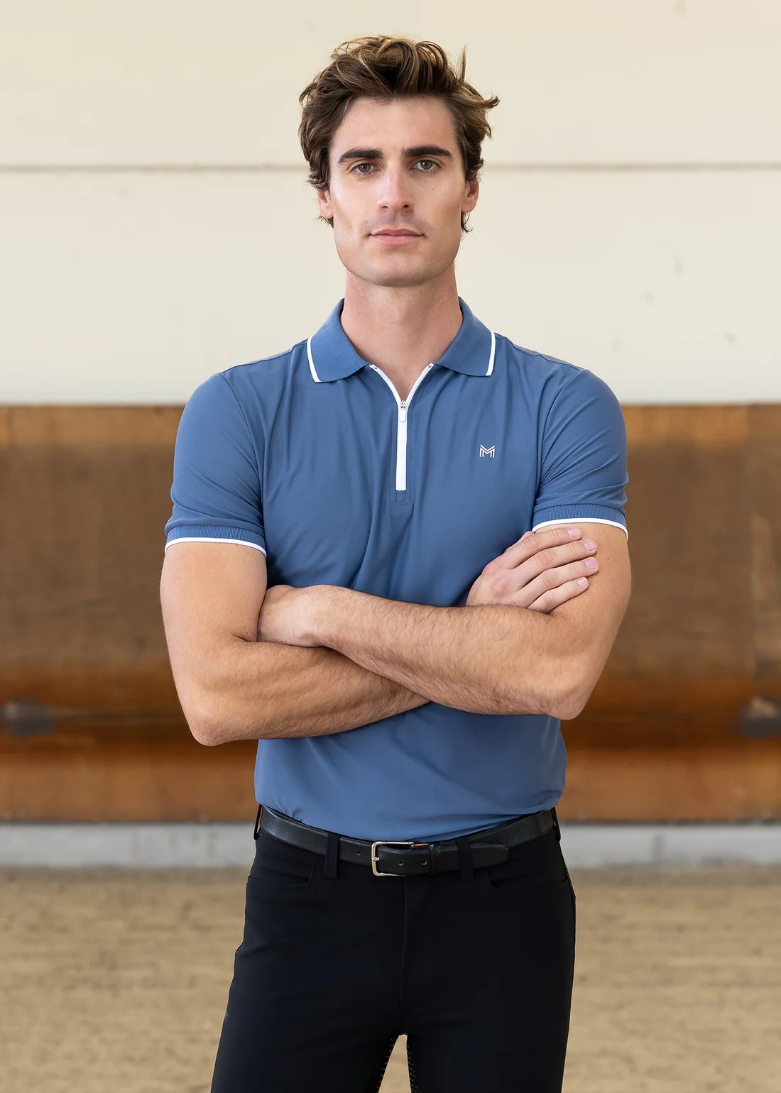 POLO DE EQUITAÇÃO PARA HOMEM CORE SHIRT  DUSTY BLUE MAXIMILIAN EQUESTRIAN