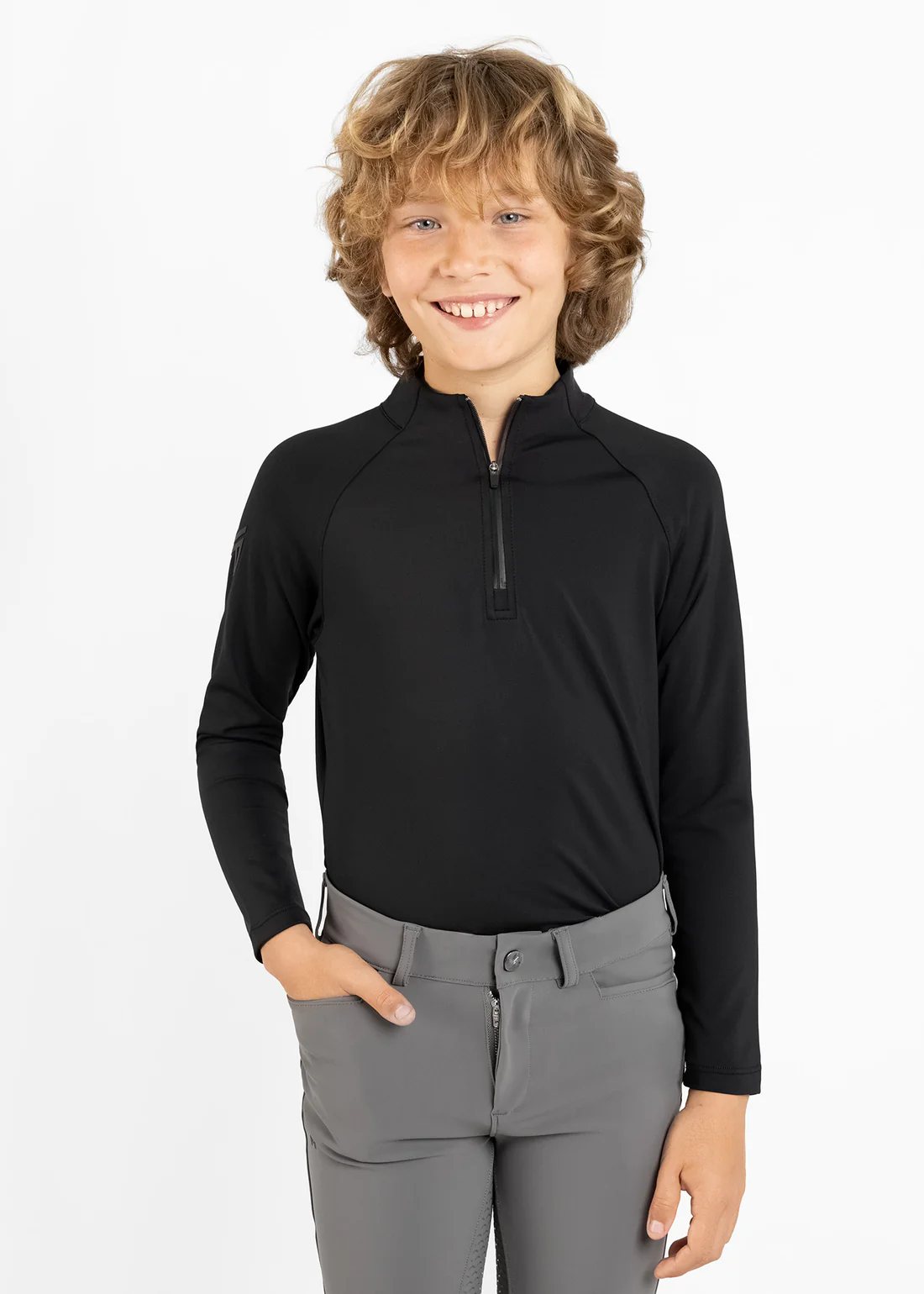 CAMISOLA DE EQUITAÇÂO PARA CRIANÇA CODE LONG SLEEVE BASE LAYER BLACK MAXIMILIAN EQUESTRIAN