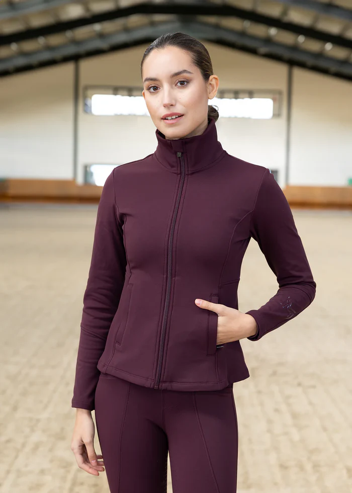 CAMISOLA DE EQUITAÇÃO PARA SENHORA FLEECED JACKET BURGUNDY MAXIMILIAN EQUESTRIAN