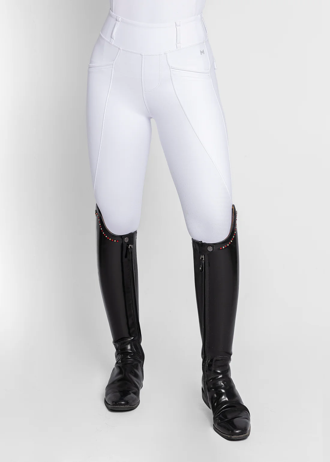 CALÇAS DE EQUITAÇÃO PARA SENHORA PARA COMPETIÇÃO PRO RIDING LEGGINGS WHITE MAXIMILIAN EQUESTRIAN