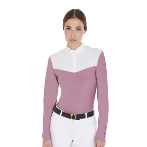 CAMISOLA DE EQUITAÇÃO PARA SENHORA POLO DE COMPETIÇÃO LS ZIP SHIRT 1/2 MESH EQUESTRO