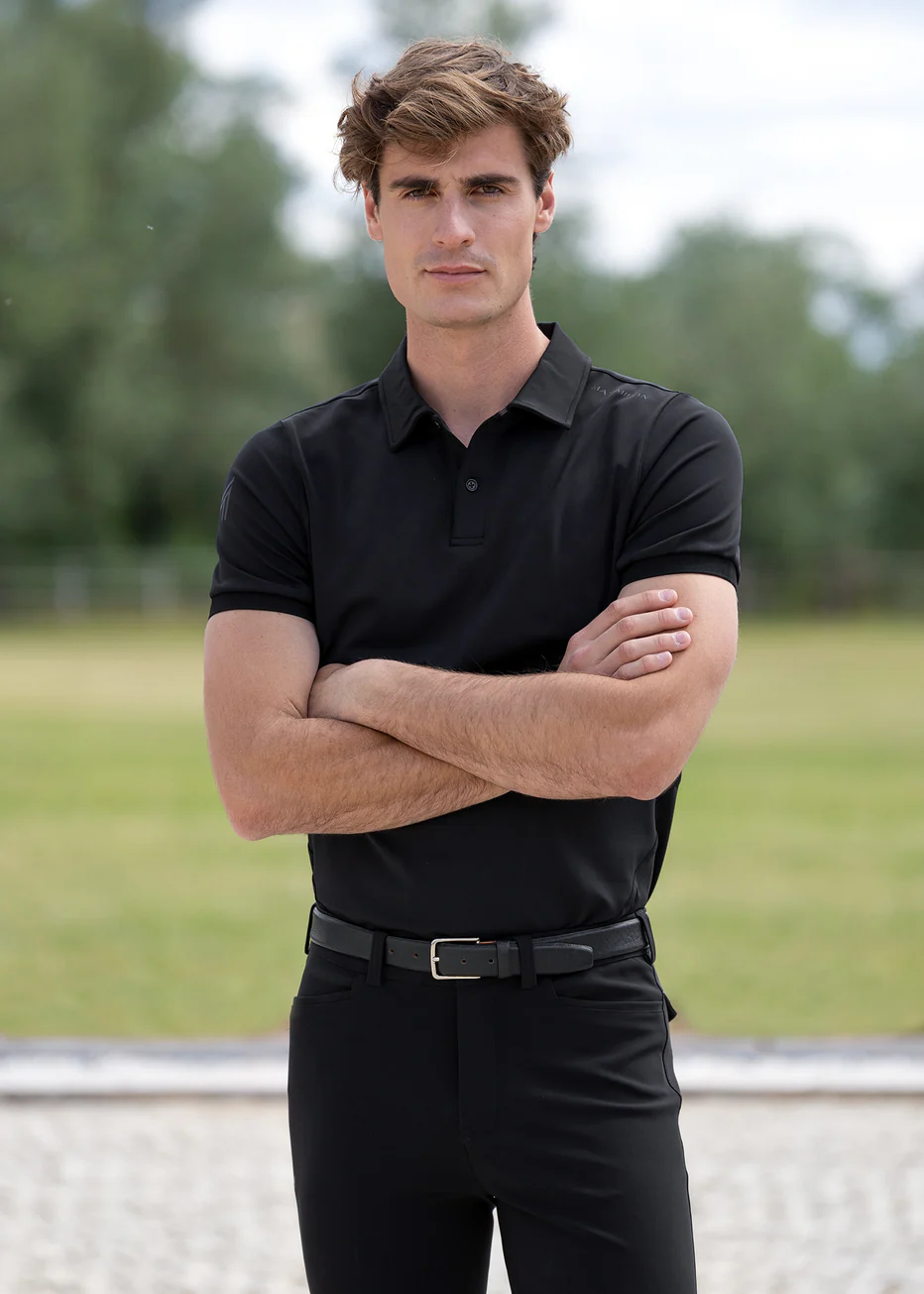 POLO DE EQUITAÇÃO PARA HOMEM CROSS POLO SHIRT BLACK MAXIMILIAN EQUESTRIAN