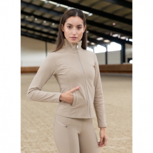 CAMISOLA DE EQUITAÇÃO PARA SENHORA FLEECED JACKET BEIGE MAXIMILIAN EQUESTRIAN
